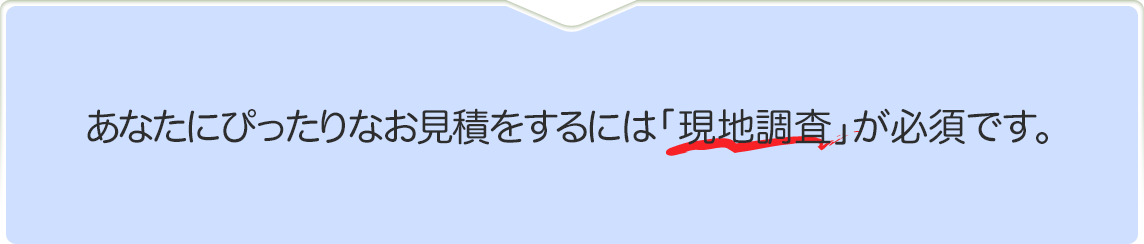 あなたにぴったりなお見積をするには「現地調査」が必須です。